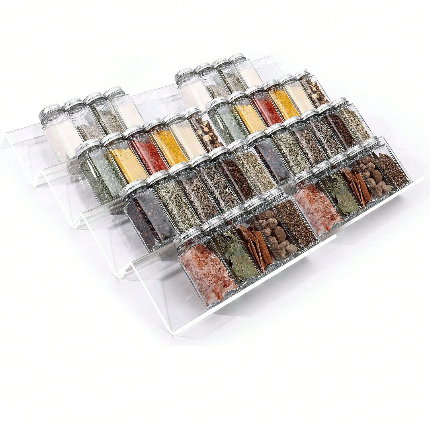 Spice Jar Labels - 4 Layer Spice Drawer Organizer Adjustable