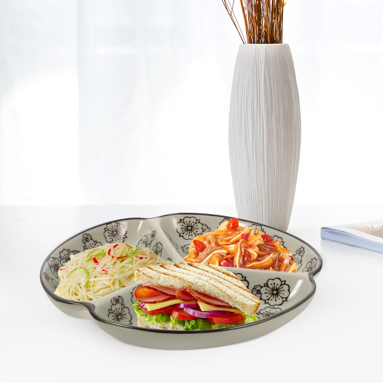 Meal Prep Diet - 3-Divided Dinner Plate for Healthy Eating