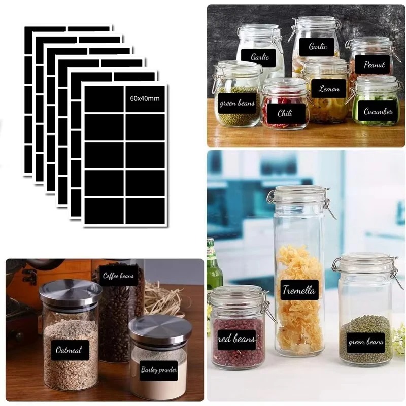 Spice Jar Labels - 40-120pcs Waterproof Chalkboard Labels Spice Organizer