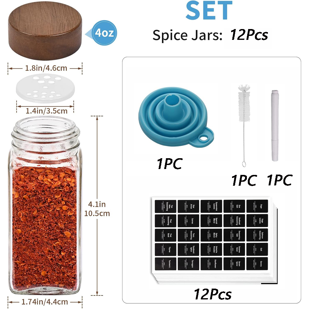 12Pcs Glass Spice Jars with La - Spice Jar Labels recension och pris