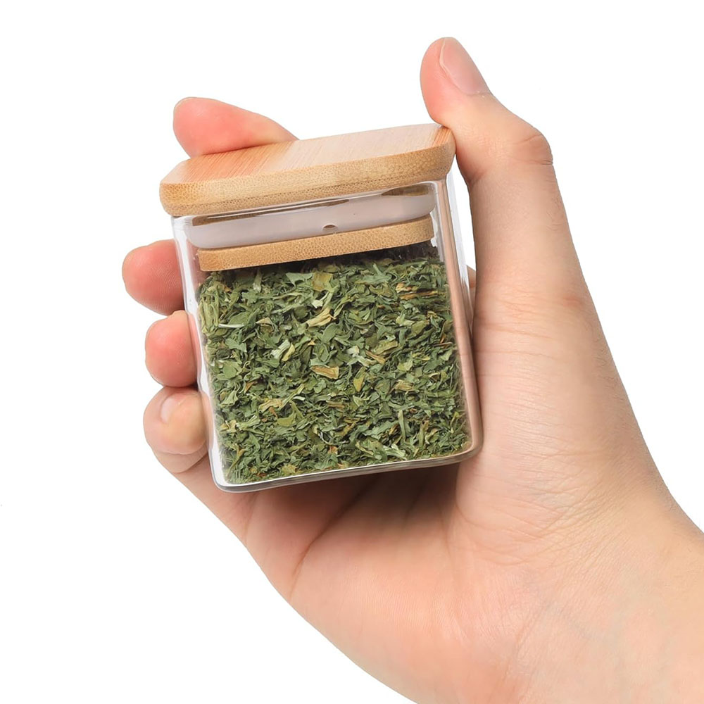 Glass Spice Jars with Bamboo L - Spice Jar Labels recension och pris