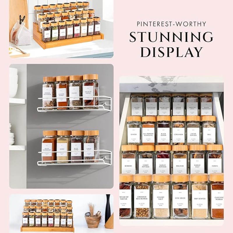 Square Spice Jars Set with Woo - Spice Jar Labels recension och pris
