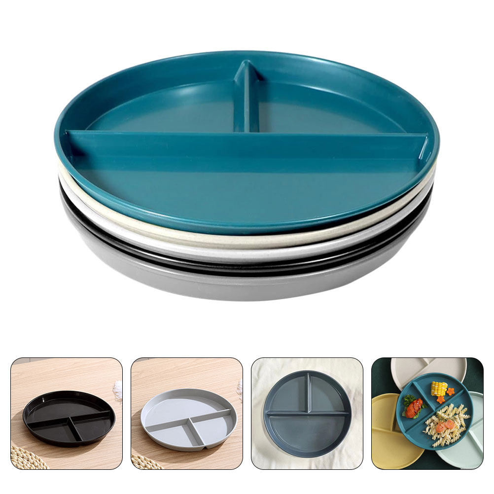 5Pcs Sectioned Plates Round Di - Meal Prep Diet recension och pris