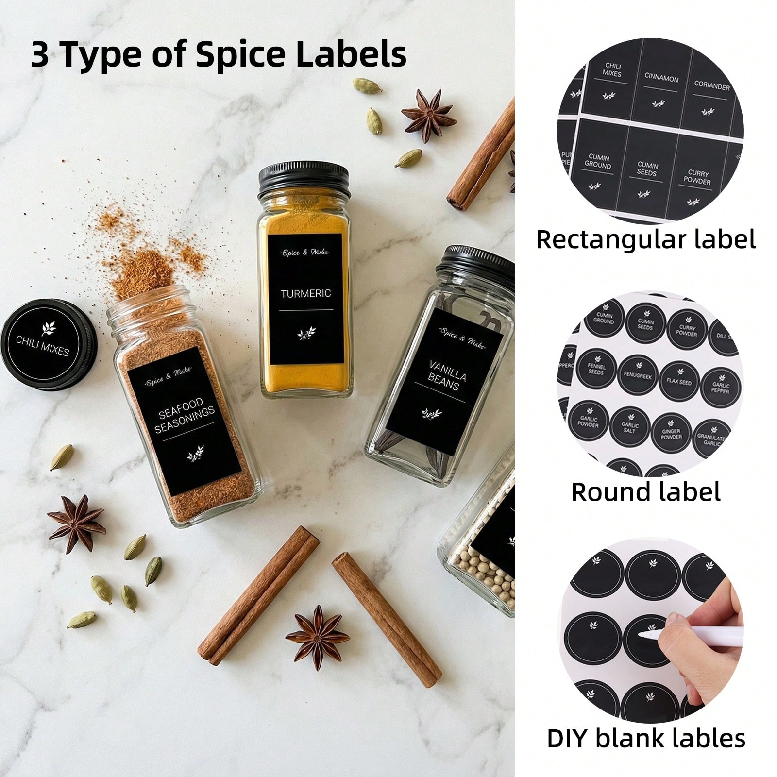 16/24/48 Pcs Glass Spice Jars  - Spice Jar Labels recension och pris