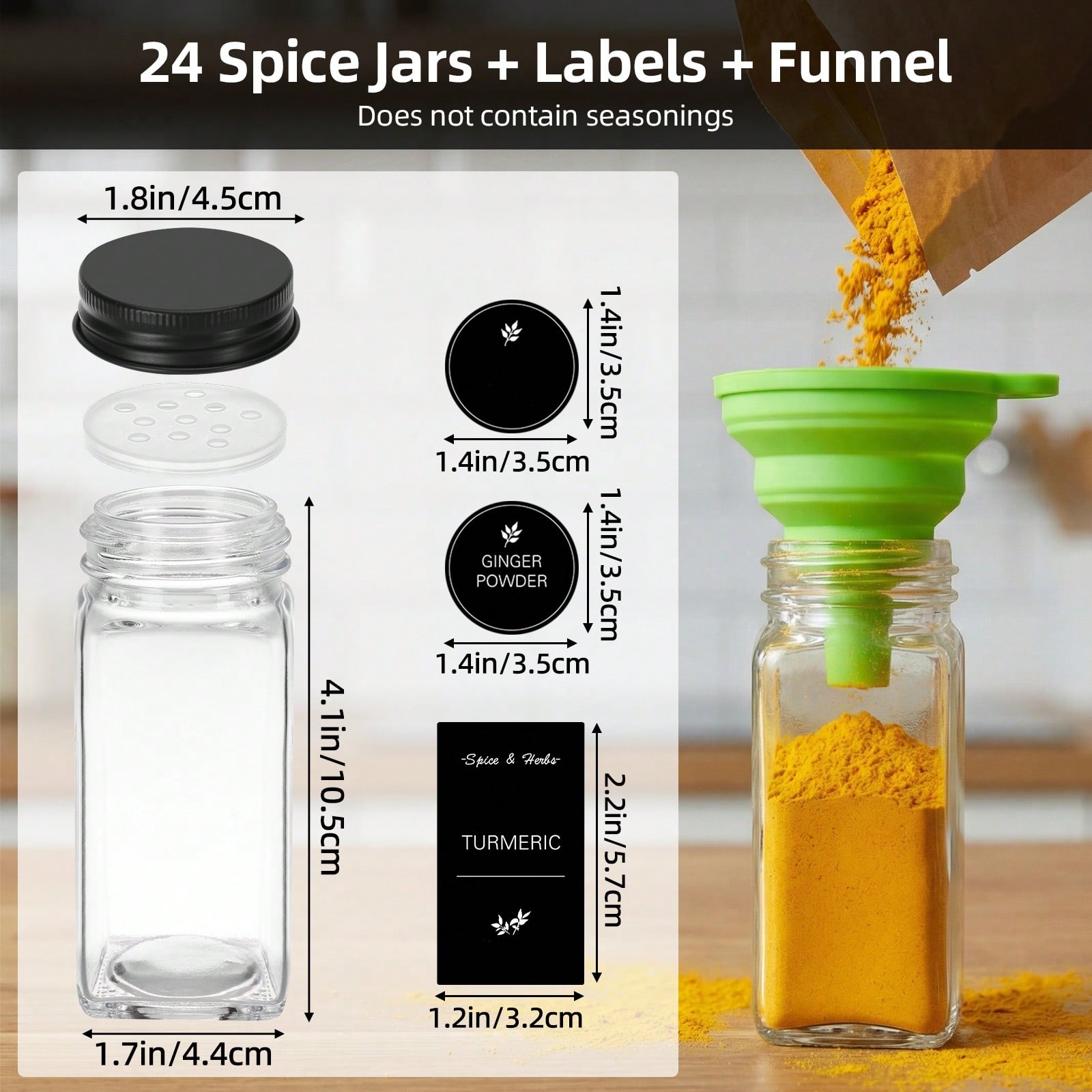 16/24/48 Pcs Glass Spice Jars  - Spice Jar Labels recension och pris