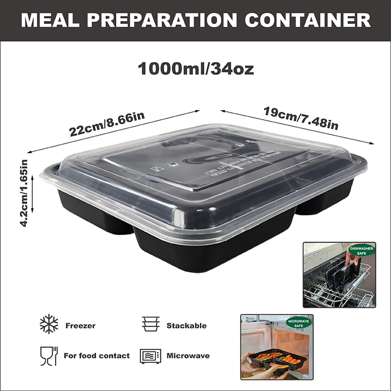 3-Compartment 34 Oz/1000 Ml, 1 - Meal Prep Gym recension och pris